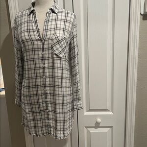 cloth & stone Ivory and Black Plaid Shirt